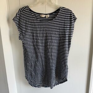 Christian Siriano 100% Linen Top Navy & White Stripes